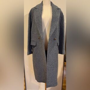 Zara Women's Slate Blue Boucle Coat